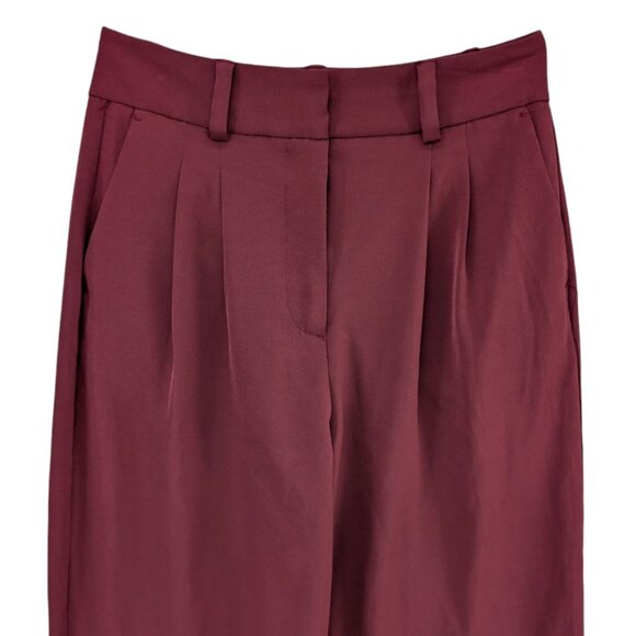 Jason Wu Wide Leg Pants Womens Burgundy Pleated High Rise Slacks Size XS - Picture 3 of 12
